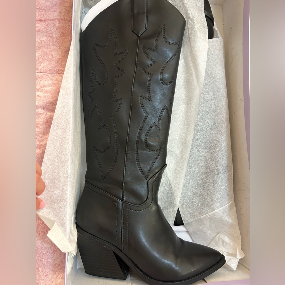 Steve Madden black over the knee cowboy boots